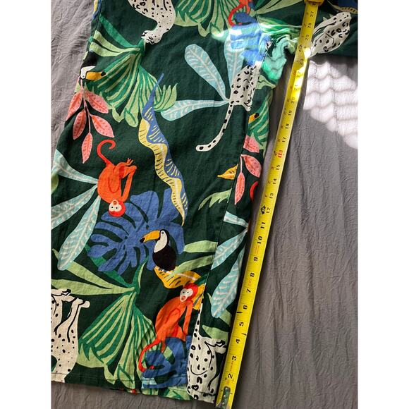 Christian Siriano New York Linen Tropical Wide-Leg Pants XL Green/Black Jungle - Picture 6 of 6